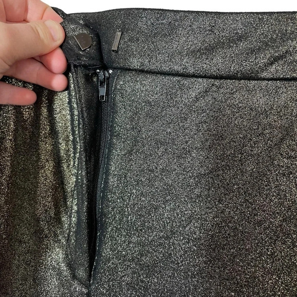 NWT Joie Women’s Coated Metallic Wide Leg Trousers in Black/Gold Size 12 - Picture 9 of 15